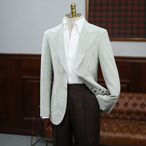 Green Striped Seersucker Suit – Inspired by Classic Men’s Seersucker Suits Plus Size